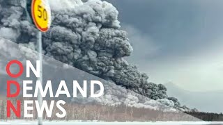 Russias Volcano blankets village with 15km of Ash [upl. by Adlihtam]