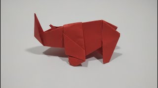 Como hacer un RINOCERONTE de papel  Origami animal [upl. by Jaycee887]