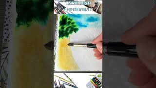 Tuto plage 🏖️ rapide à lencre aquarelle ink brush aquarelle painting sketch tutorial [upl. by Esor]