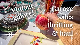 Vintage Home Decor Galore Garage Sale  Thrift With Me amp Haul [upl. by Anileme]