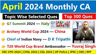 April 2024 Monthly Current Affairs  Current Affairs 2024  April Monthly Current Affairs 2024 [upl. by Attebasile]