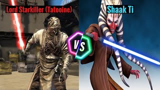 Star Wars The Force Unleashed  Lord Starkiller Tatooine Vs Shaak Ti [upl. by Ahsinyt755]