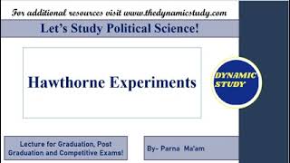 Hawthorne Experiments [upl. by Wengert]