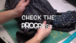 Sashiko Mending Basic Procedure  Without Narration  Denim Jeans Repair with Sashiko [upl. by Dotty]