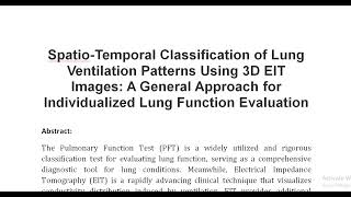 Spatio Temporal Classification of Lung Ventilation Patterns Using 3D EIT Images A General Approach f [upl. by Nitin]