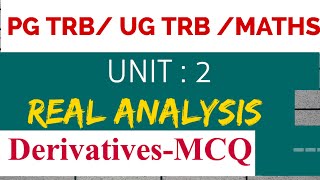 PG TRB maths UG TRBtnpscunit 2 Real Analysis derivativesmcq in tamil [upl. by Nnayd422]