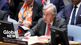 UN chief condemns Israels “clear violations” of international law in Gaza during address to UNSC [upl. by Amalbergas332]