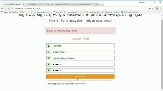 Using phpmailer send activation link to user from PHP and MySQL part4 [upl. by Ahtennek]