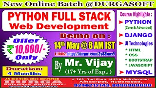 PYTHON FULL STACK Web Development Online Training  DURGASOFT [upl. by Soisinoid]