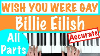 How to play WISH YOU WERE GAY  Billie Eilish  Piano Chords Tutorial [upl. by Gelman]