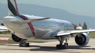 Emirates 777300ER take off rwy 23 at Geneva Cointrin GVALSGG [upl. by Eisseb]