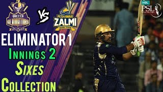 Quetta Gladiators Sixes  Peshawar Zalmi Vs Quetta Gladiators  Eliminator 1  20Mar  HBL PSL 2018 [upl. by Ttelrahc149]