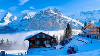 Winter In Switzerland🇨🇭Why Switzerland is so beautiful  Murren  Swiss Valley [upl. by Colet415]