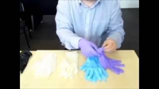 How To Correctly Put On A Pair Of Powder Free Nitrile Gloves [upl. by Otirecul]