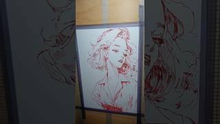 “Creating a Stylish Line Art Portrait in Red Ink – Speed Drawing” [upl. by Illom]