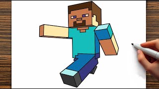 How to draw STEVE from MINECRAFT Step by step tutorial [upl. by Ayatan587]