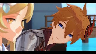 Were you worried about me  MMD  Childe x Lumine [upl. by Shornick]