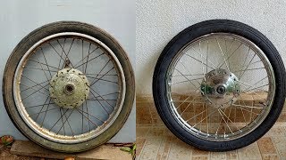 Motorbike Front wheel hub Restoration and polishing  How to Spoke a Motorbike Wheel [upl. by Tito182]