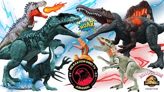 Dino Toy Collection Indominus Rex Iguanodon Dilophosaurus Velociraptor and More by Mattel [upl. by Merrilee]