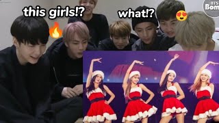 BTS reaction to Blackpink Jingle Bells 🔥😍 btsreactiontoblackpink [upl. by Acsehcnarf]