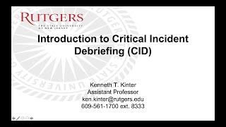 Introduction to Critical Incident Debriefing CID [upl. by Sweet]