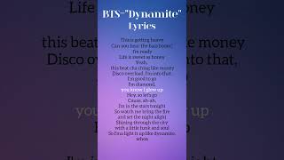 quotDynamitequotBTSsonglyricsytshorts lyrics dynamite [upl. by Janos]