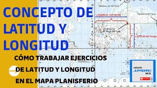 Concepto de latitud y longitud Ejercicios en el mapa Planisferio Clases de Geografía [upl. by Egerton819]