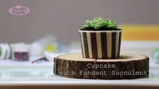 Fondant Succulent Cupcake Tutorial [upl. by Lleneg]