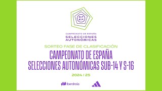 🚨En Directo🚨SORTEO CAMPEONATO DE ESPAÑA SELECCIONES AUTONOMICAS SUB14 Y SUB16 I🔴RFEF [upl. by Lamphere]