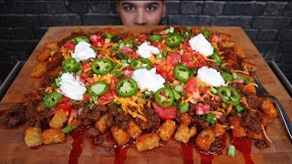 ASMR LOADED TATER TOT NACHOS MUKBANG [upl. by Rosalinde]