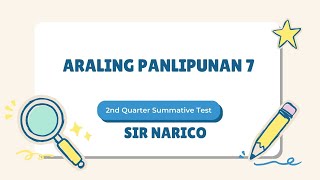 ARALING PANLIPUNAN 7 2ND QUARTER SUMMATIVE TEST [upl. by Lucchesi704]