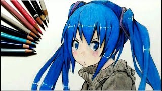 初音ミクを描いてみた【色鉛筆画】 Drawing Hatsune Miku [upl. by Lune]