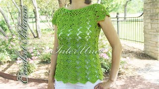 Crochet topdown blouse Sleeveless summer top crochet pattern [upl. by Ahselef29]