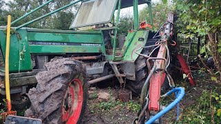 Redémarrage après 5 ans du Fendt 610 ls remorque grue patu 10 t forestmen bucheron forestier [upl. by Tani]