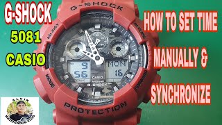 GSHOCK 5081 CASIO HOW TO SET TIME MANUALLY amp SYNCHRONIZE [upl. by Ehcrop238]