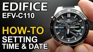 Casio Edifice EFV C110  Setting time and date  Module 5699 [upl. by Nitnerb]