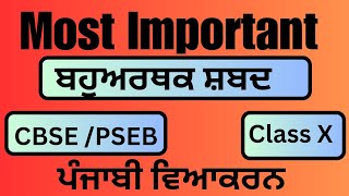 Class 10  Bahu Arthak shabad in Punjabi  CBSE  PSEB Punjabi Vyakaran  Complete Punjabi grammar [upl. by Noma]