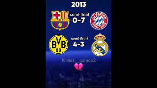 Ucl 2013 vs 2024 barcelona realmadrid borussia dortmund bayern football ucl [upl. by Oirazan]