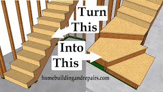 How To Convert Bottom of Straight Stairway To Three Step Winder  Easy Home Remodeling Tutorial [upl. by Nayd764]