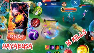 16 KILLS  Hayabusa Takes on the Competition 1 V 9 Mobile Legends  Destro ML [upl. by Aziul391]