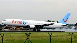 ArkeFly Boeing B767300ER Landing at Brussels Airport Full HD 1080p [upl. by Aenneea]