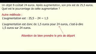 Calculer un pourcentage daugmentation [upl. by Ecirtaed418]