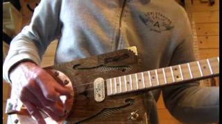 3 STRING COPPER CONE RESONATOR CIGAR BOX GUITAR BY JUNKSVILLE [upl. by Tillie]