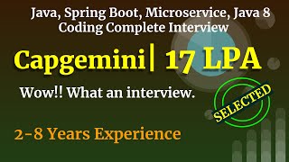 Capgemini Java Interview 2024  Java  Spring Boot  Microservices  Database [upl. by Atteve]