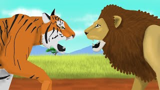 Lion VS Tiger  Animal Fight Animation  Pivot Animator [upl. by Sefton411]