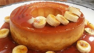 Flan de banana con leche condensada con bananas caramelizadas [upl. by Glennon992]