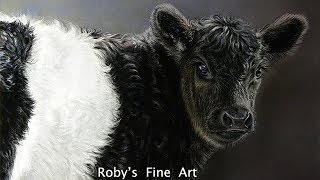 Belted Galloway Calf Pastel Demonstration by Roberta quotRobyquot Baer PSA [upl. by Anairdna173]