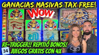 MASIVAS GANANCIAS Y NO TAXES❓ 34 JUEGOS GRATIS CON 4X MULTIPLICADOR PHARAHS FORTUNE HARRAHS CASINO [upl. by Willtrude293]