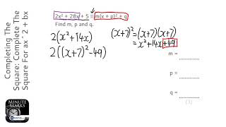 Completing The Square Complete The Square For ax2  bx  c Grade 9  OnMaths GCSE Maths Revision [upl. by Pompea]