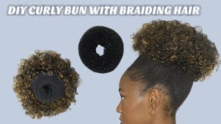 SHE BROKE THE CODE 😱DIY CURLY CROCHET BUN USING BRAID EXTENSION diyhair crochethairstyles [upl. by Mariano]